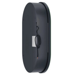 Oval Bathroom Mirror Cabinet With Led Lights Demister Socket Black Storage Cupboard - thumbnail 2