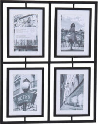 Deenz Sleek Black 4 Pictures Metal Modern Contemporary Photo 6X4 '' Frame Display Multi Aperture Design Cherished Memories - thumbnail 1