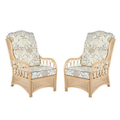 Alfresia New Conservatory Pair Of Chairs With Bamboo Natural High Back Cushion