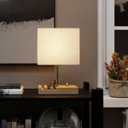 Homcom Table Lamp With 3 Slots, Bedside Lamp With Solid Wood Base, White - thumbnail 8