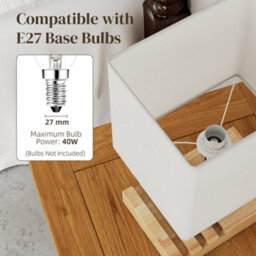 Homcom Table Lamp With 3 Slots, Bedside Lamp With Solid Wood Base, White - thumbnail 6