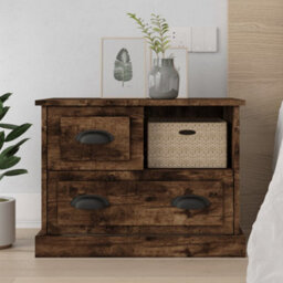 Berkfield Bedside Cabinet Smoked Oak 60X39X45 Cm - thumbnail 1