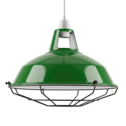 Metal Pendant Light Shade With Protective Cage, 31.5Cm Green Glass Suspension Lamp Shade For Kitchen Island And Loft Lighting - thumbnail 1