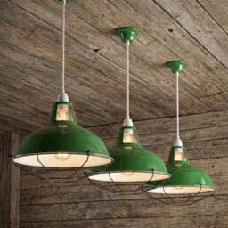 Metal Pendant Light Shade With Protective Cage, 31.5Cm Green Glass Suspension Lamp Shade For Kitchen Island And Loft Lighting - thumbnail 2