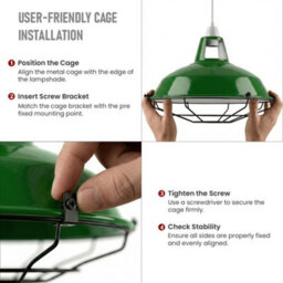 Metal Pendant Light Shade With Protective Cage, 31.5Cm Green Glass Suspension Lamp Shade For Kitchen Island And Loft Lighting - thumbnail 7