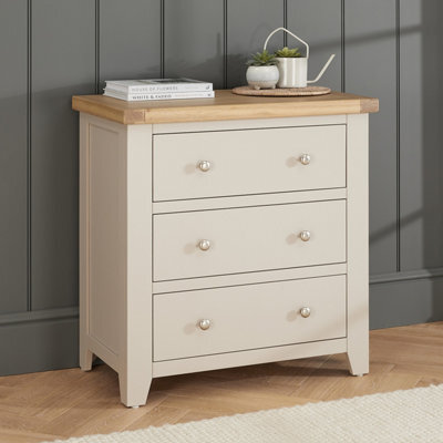 The Furniture Market Cheshire Dove Grey Painted 3 Drawer Compact Chest - image 1