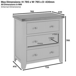 The Furniture Market Cheshire Dove Grey Painted 3 Drawer Compact Chest - thumbnail 9