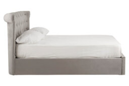 Orsina Elegant Steel Velvet Double Bed, Minimalist Double Bed For Bedroom, Velvet Upholstered Stud Detail Bed - thumbnail 4