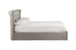 Orsina Elegant Steel Velvet Double Bed, Minimalist Double Bed For Bedroom, Velvet Upholstered Stud Detail Bed - thumbnail 6