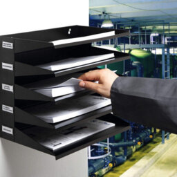 Durable 5 Compartment Labelled Metal Document Filing Letter Tray - A4 Black - thumbnail 2