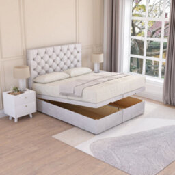 Sloomy Mayfair End Lift Ottoman Bed 2Ft6 With Sprung Memory Mattress - Silver Plush & Headboard- Small Single - thumbnail 2