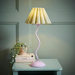 Valuelights Wiggle Sage Pleated Scallop Lamp Shade Pale Purple Metal Table Lamp And Led Bulb - thumbnail 1