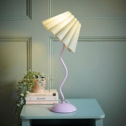 Valuelights Wiggle Sage Pleated Scallop Lamp Shade Pale Purple Metal Table Lamp And Led Bulb - thumbnail 4