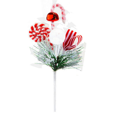 Candy Ribbon Bell Pick Christmas Decoration Ornament X 1 26Cm Red - image 1