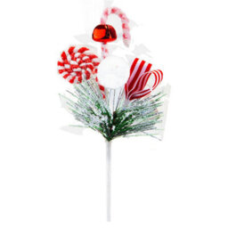 Candy Ribbon Bell Pick Christmas Decoration Ornament X 1 26Cm Red