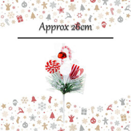 Candy Ribbon Bell Pick Christmas Decoration Ornament X 1 26Cm Red - thumbnail 2