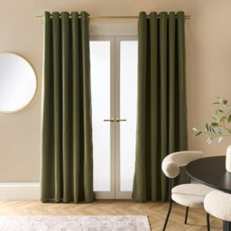 "Ohs Essentials Eyelet Blackout Thermal Curtain Pair, Olive - 90 X 90"""