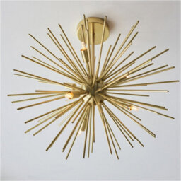 Loops 2 Pack Satin Brass Semi Flush Low Ceiling Light - Multi Arm Lamp - 6 X 3W Led G9 - thumbnail 3