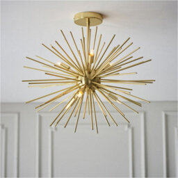 Loops 2 Pack Satin Brass Semi Flush Low Ceiling Light - Multi Arm Lamp - 6 X 3W Led G9 - thumbnail 4