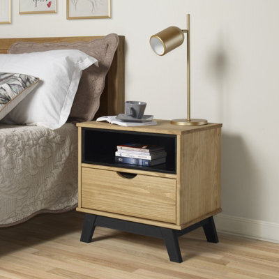Mercers Furniture Scandian Bedside Cabinet Solid Wood Pine Wooden Side End Lamp Table Drawers Bedroom Height-51Cm Width-49Cm Depth-35Cm - image 1