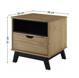 Mercers Furniture Scandian Bedside Cabinet Solid Wood Pine Wooden Side End Lamp Table Drawers Bedroom Height-51Cm Width-49Cm Depth-35Cm - thumbnail 7