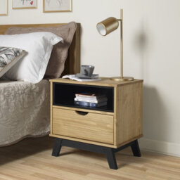 Mercers Furniture Scandian Bedside Cabinet Solid Wood Pine Wooden Side End Lamp Table Drawers Bedroom Height-51Cm Width-49Cm Depth-35Cm - thumbnail 1