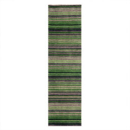 Handmade Easy To Clean Modern Striped Green Wool Rug For Living Room & Bedroom-200Cm X 285Cm - thumbnail 5