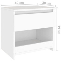 Berkfield Bedside Cabinet White 40X30X39 Cm Engineered Wood - thumbnail 7