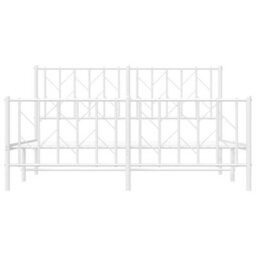 Berkfield Metal Bed Frame Without Mattress With Footboard White 150X200Cm - thumbnail 5