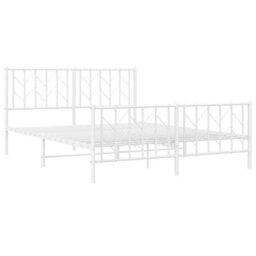Berkfield Metal Bed Frame Without Mattress With Footboard White 150X200Cm - thumbnail 4