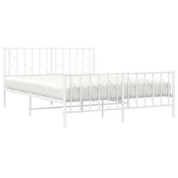 Berkfield Metal Bed Frame Without Mattress With Footboard White 150X200Cm - thumbnail 3
