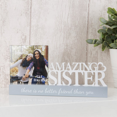 "Celebrations Sentiment Word Block Photo Frame 4X4"" - Amazing Sister" - image 1
