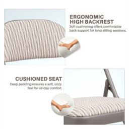 Metal Folding Chair Fabric Foldable Padded Seat Meeting Room Home Office Chairs - thumbnail 3