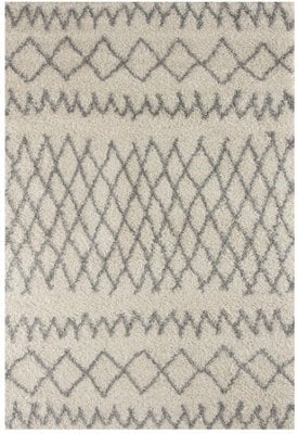The Rugs Moroccan Shaggy Rugs And Runners Soft Fluffy Tribal Design High Pile Ivory And Grey Living Room Kitchen Hallway 900 - image 1