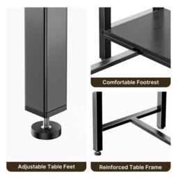 Bealife Bar Table And Stools Set Of 2, 120Cm Industrial Storage Shelf & Glass Holder, Black - thumbnail 5