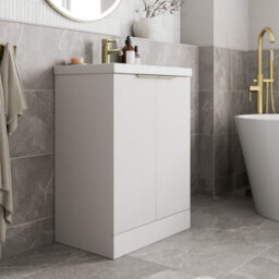 Affine Fluted 600mm Bathroom Vanity Unit Basin Floorstanding Cupboard Soft Close White - thumbnail 2