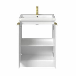Affine Fluted 600mm Bathroom Vanity Unit Basin Floorstanding Cupboard Soft Close White - thumbnail 5