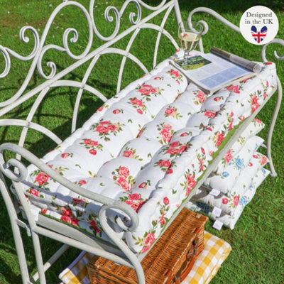 Dibor Vintage Style Pink Floral Reversible Garden Outdoor Cushion Furniture Bench Cushion L105Cm X W42Cm - image 1