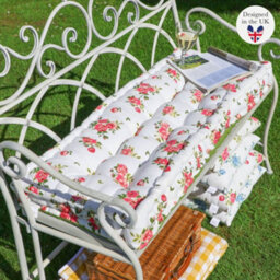 Dibor Vintage Style Pink Floral Reversible Garden Outdoor Cushion Furniture Bench Cushion L105Cm X W42Cm