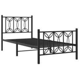 Berkfield Metal Bed Frame Without Mattress With Footboard Black 75X190Cm - thumbnail 3