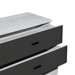 Urbnliving Height 73Cm 4 Drawer Wooden Bedroom Chest Cabinet Modern Ash Grey Carcass And Black Drawers Wide Storage Cupboard Close - thumbnail 3