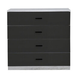 Urbnliving Height 73Cm 4 Drawer Wooden Bedroom Chest Cabinet Modern Ash Grey Carcass And Black Drawers Wide Storage Cupboard Close - thumbnail 1