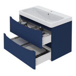 Sundaze 800mm Matt Blue 2 Drawer Wall Hung Vanity Bathroom Cabinet & Basin Set - thumbnail 4