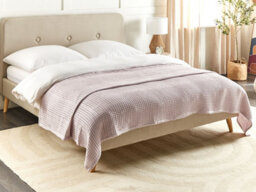 Beliani Bedspread Chagyl Cotton 220 X 240 Cm Pastel Pink - thumbnail 2