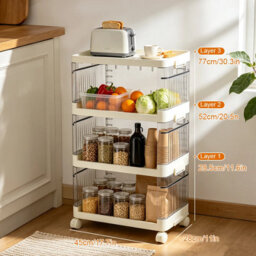 4 Tier Rolling Storage Trolley Cart Kitchen Bathroom Laundry - thumbnail 2