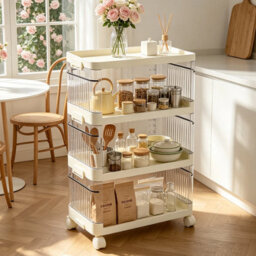 4 Tier Rolling Storage Trolley Cart Kitchen Bathroom Laundry - thumbnail 3