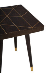 Orsina Mango Wood And Gold Tip Legs Side Table, Modern Square Wooden Side Table With Brass Inlay - thumbnail 2