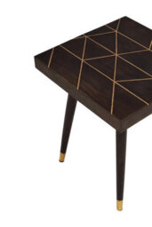 Orsina Mango Wood And Gold Tip Legs Side Table, Modern Square Wooden Side Table With Brass Inlay - thumbnail 4