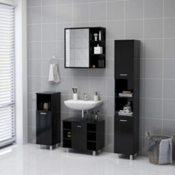 Berkfield Durable Bathroom Mirror Cabinet Black 62.5X20.5X64 Cm Engineered Wood - thumbnail 5
