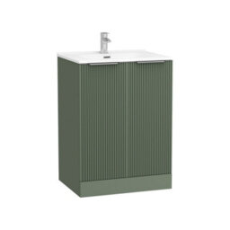 Royal Bathrooms Evora 700mm Sage Green Fluted Floor Standing Bathroom Vanity Unit 2 Door Cabinet With Ceramic Basin - thumbnail 6